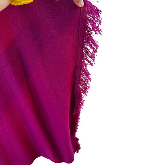 Chico’s Magenta Fringe Poncho | Cozy Cowl Neck S/M Vibe Check - Picture 4 of 4